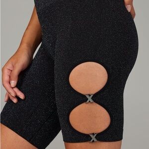 Savage X Fenty Bawdy Lurex glitter black cutout bike shorts